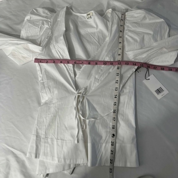 NWD $165 Jason Wu [ Medium ]‎ Long Puff Sleeve Wrap Blouse Top in White - Picture 12 of 14